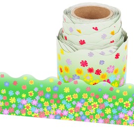 Wonmon 49.2 Feet Spring Bulletin Board Border Roll, Spring Flower Bulletin Board Border Trim for Spring Easter Summer Party School Classroom Office Bulletin Board Wall Decorations