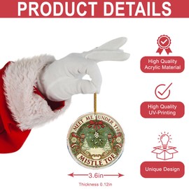 Meet Me Under The Mistletoe 3 - Hilarious Adult Funny Friends Couple Family Ideas - Gifts for Him Her, Wedding Anniversary - Engagement - Christmas Ornaments - Christmas Decorations - 3.6 in Acrylic