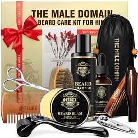 Beard Care Kit for Men - Premium Grooming & Care Set with Beard Wash, Oil, Balm, Brush, Massager Roller and Scissors - Gift Ready Kit for Him Husband - Father's Day Valentine's Day Christmas