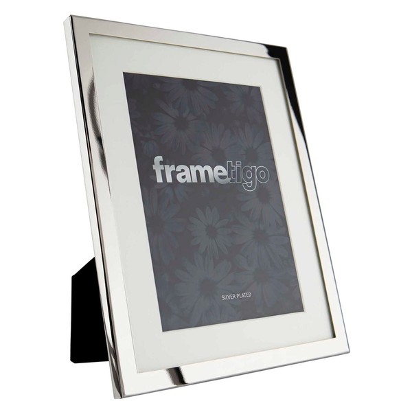 Frametigo Silver Plated White Mount Photo Frame - Fits Photo