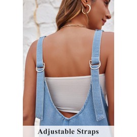 GREAIDEA Womens High Roller Shortall Denim Romper Casual Sleeveless Loose Jeans Overalls Shorts Jumpsuits with Pockets