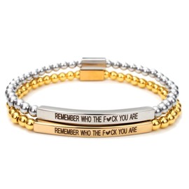 craftsmanscore Dont Let The Hard Days Win Bracelet, Elastic Beaded Bracelet Christmas Birthday Jewelry Gifts Inspirational Bracelets for Women (Gold＆Silver Set B)
