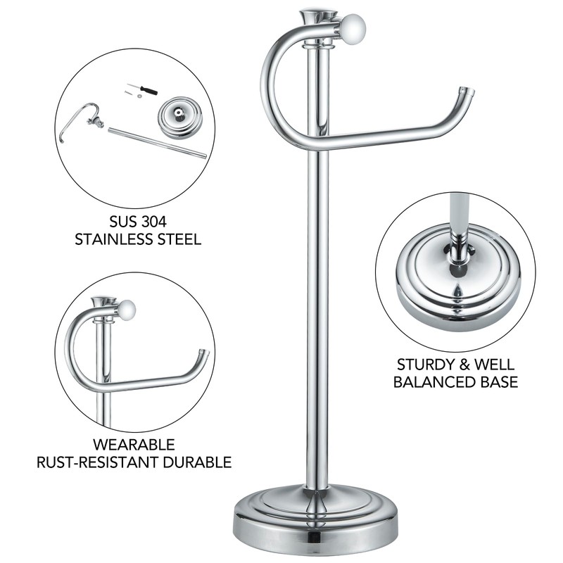 BESy 17 Inch Polished Chrome Stand Towel Bar Hanger Hand
