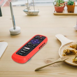 Remote Case for Roku, Battery Cover for TCL Roku Smart TV Steaming Stick Remote, Roku TV Remote Cover Silicone Protective Controller Universal Sleeve Skin Red
