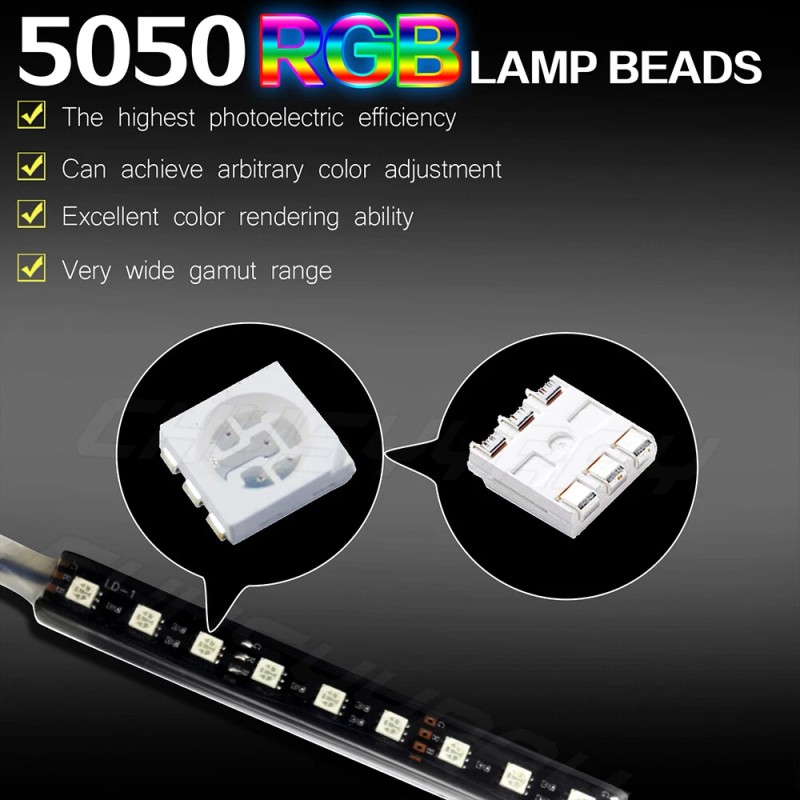 CHUSYYRAY RGB LED Car Interior Fiber Strip Light Atmosphere Ambient