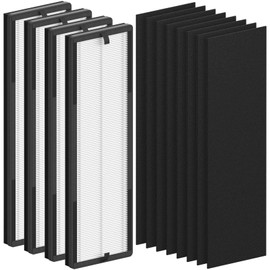 FCFMY 4 Packs NEA-F1 H13 True HEPA Replacement Air Filter Compatible with Eureka NEA120 and Toshiba CAF-W36USW Feature Smart WiFi Purifier, 4 HEPA Filters (NEA-F1) and 8 Carbon Pre-Filters (NEA-C1)