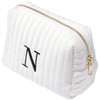 Personalization Universe Initial Embroidered Small Velvet Makeup Bag - Ivory