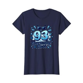 93 and Eternally Cool Birthday Gift for Seniors T-Shirt, Women, Navy Blue
