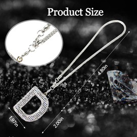 Wogomz Bling Letter Hanging Ornament for Car Rear View Mirror, Crystal Rhinestone Initial Letter Car Hanging Charm, Cute Lucky Diamond Auto Mirror Pendant Decoration for Women Girls (Letter D)