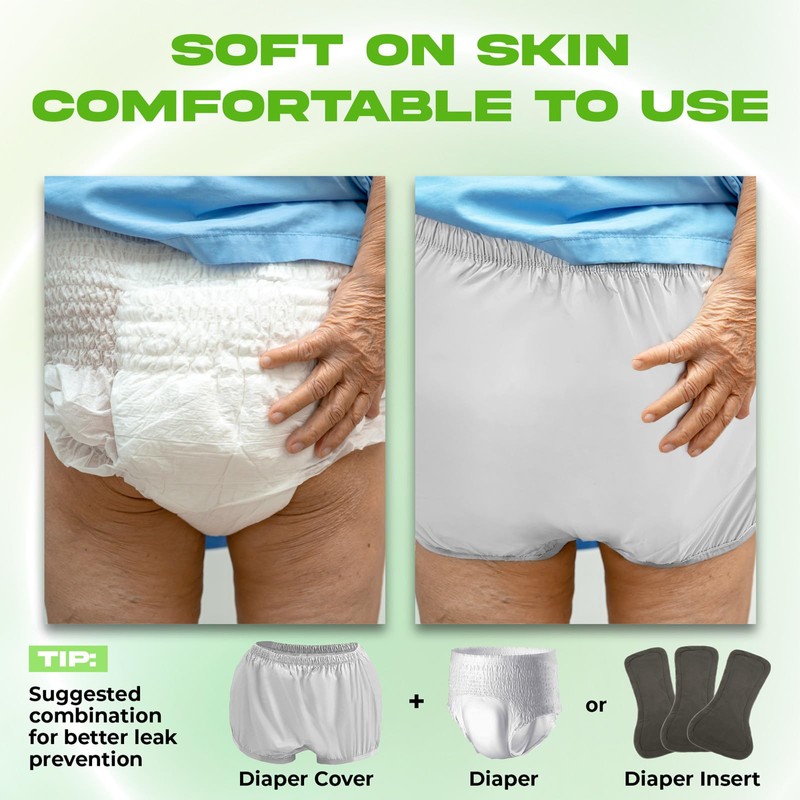 Menpol Adult Diaper Covers Waterproof, Leakproof Incontinence Plastic Pants Protective,