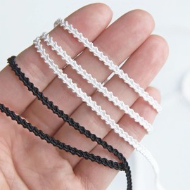 3mm / 0.12" Tiny Lace Trim by The Yard, Mini Lace Trim, in Black and White, Perfect for Doll Clothes, Doll Sewing Craft (2 Yards)