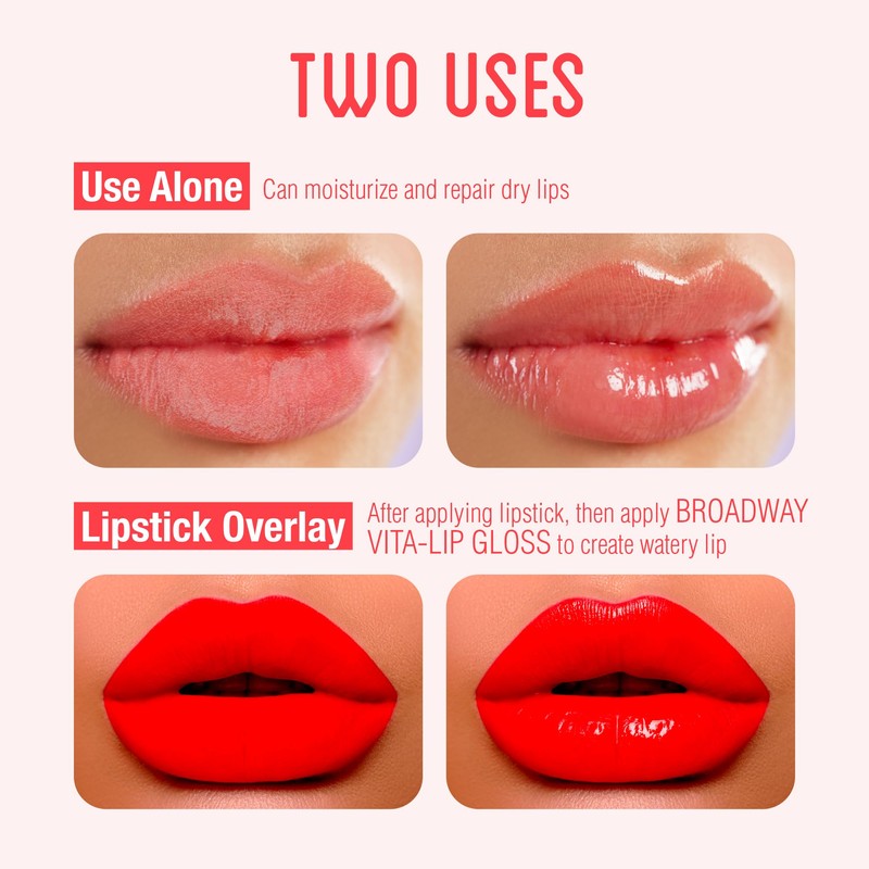 Ruby Kisses Broadway Lip Gloss Vita-Lip Clear Lip Gloss, Moisturizing,