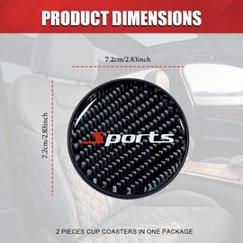 2PCS Car Cup Holder Coaster, Carbon Fiber Non-Slip Embedded Coasters, Universal 2.75 Inch Cup Holder Insert Coaster Pad, Sports Racing Durable Drink Mat, Car Interior Accessories for Women Men (Black)