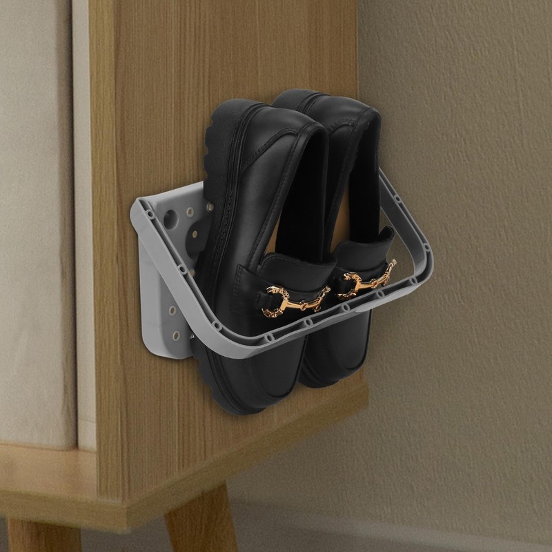 QWORK® 4 Piece Shoe Rack Wall Mounted Set, Foldable Shoes
