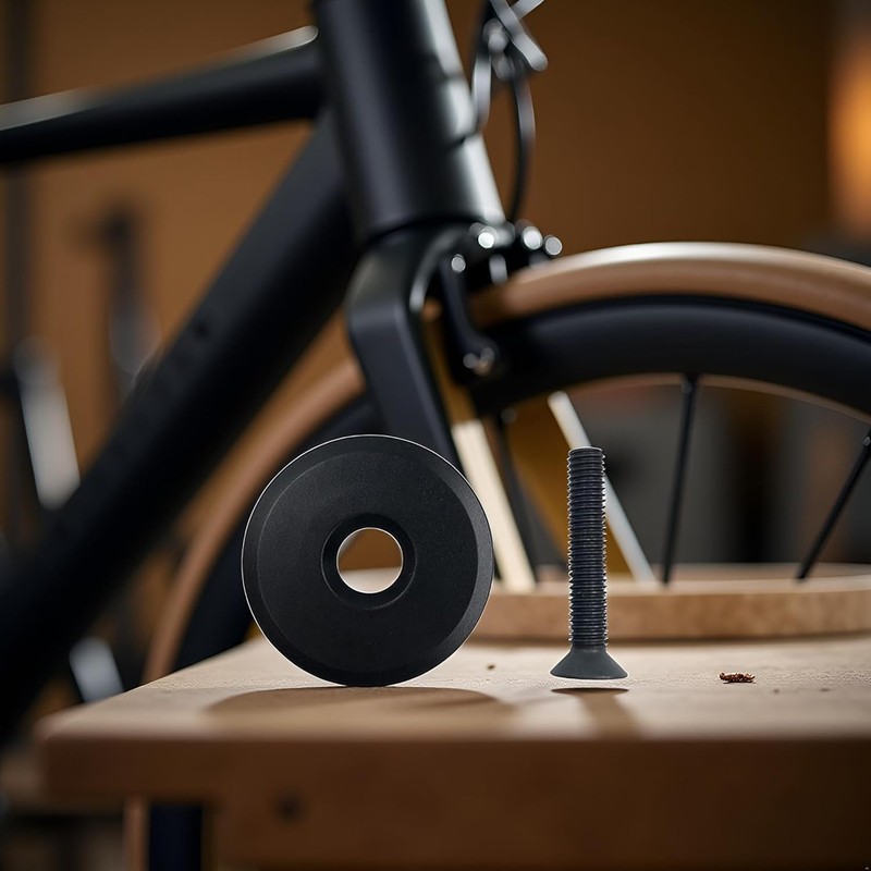 2 Pcs Black Bike Front Fork Stem Top Cap Bicycle