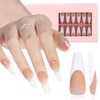 AILLSA Uñas Postizas Francesas de Gel, 180 Unidades, Uñas Largas