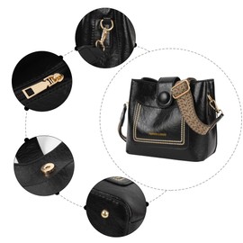 Meliyya Suede Bag Small Retro Shoulder Bag Crossbody Shoulder Bag Handbag with Handle Drawstring 15 x 11.5 x 19 cm, B-black