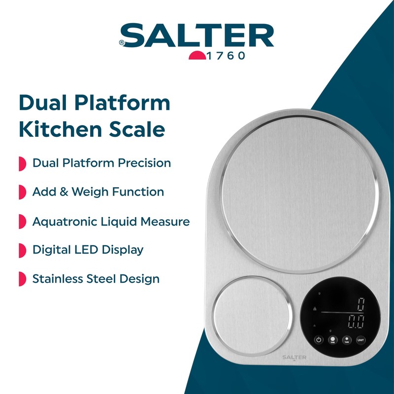 Salter Dual Platform Scale – Electronic Baking Scale, Stainless Steel,
