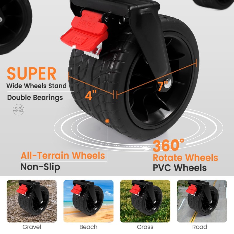 3 in 1 Collapsible Wagon with 300lbs Weight Capacity,150L Heavy