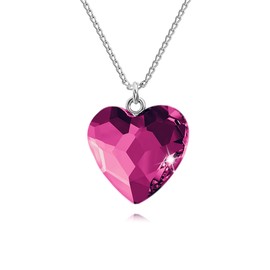 PANDA LUXURY JEWELLERY Women's 925 Sterling Silver Heart Necklace Heart Necklace with Crystals Chain with Pendant for Girlfriend Wife Her Jewellery for Women Girls Valentine's Day Mother's Day