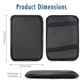 Center Console Cover, Leather Embossing Arm Rest Cover for Car, Black Car Armrest Box Pad, Car Armrest Storage Box Mat