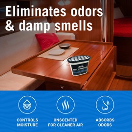 Moisture Absorber and Boat Dehumidifier, Charcoal Odor Remover for Damp Smell and Humidity, Unscented and Fragrance-Free, 4 Pack, Ideal for Basement, Closet, Home, RV, or Boating, No Refill Needed