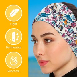 Bufanda de cuello para mujer, de 23 x 23 pulgadas, pequeña cuadrada, de algodón orgánico, con diadema, bufanda, bandana envolvente, transpirable, ligera, Diseño de floración 4, Talla única