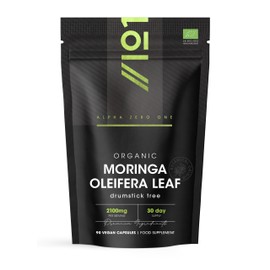 Organic Moringa 2100mg - 90 Vegan Capsules - Raw Moringa Oleifera Leaf - Rich in Vitamins, Antioxidants & Amino Acid – Resealable and Recyclable Pouch – by Alpha01