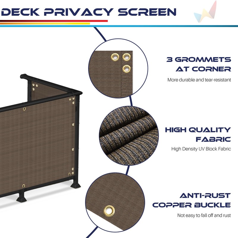 Windscreen4less 3'x25' Deck Balcony Privacy Screen Fence Apartment Balcony Mesh