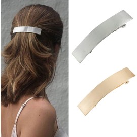 Cubahop Vintage Small Rectangular Hairpin Metal Geometry Smooth Hair Barrettes Hair Clasp Hair Accessories Hair Clips for Women and Girls (Silver)