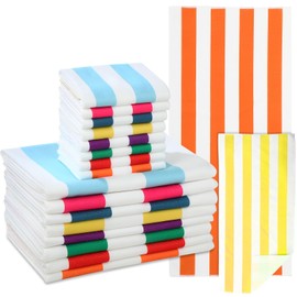 Xinnun 16 Pack Beach Towels Set Microfiber Bath Towel Set 55''x28'' Oversized and 30''x14'' Quick Dry Pool Towels Highly Absorbent Swim Blanket for Adult Women Men for Sports Gym Camping Travel