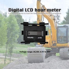 HonorMeet Digital Solid State Hour Meter, Applicable to 12V 24V 36V 48V 60V,TOT Hours Logging,Data Storage for Garden Tractor Generator Go-kart Motorbike RV Motorhome Snowmobile.(REC/ACDC)