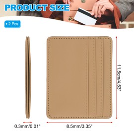 PATIKIL Minimalist Slim Wallet, 2 Pcs Leather Front Pocket Credit Card Holder with ID Window for Business Men & Women, Khaki