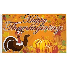Happy Thanksgiving Turkey Flag 3x5ft - Holiday Parties, Home Decor, Thanksgiving
