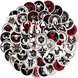 Calaveras Signos Góticos 50 Calcomanías Stickers PVC Vs Agua Stickers Variados Sin Repetir Impermeables Removible Diseños Únicos para Electrónicos, Laptops, Termos, Celulares