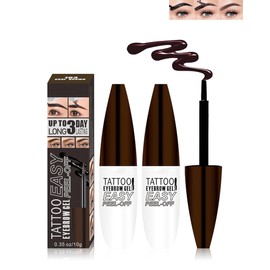 Brow Tattoo Peel Off Tinting Gel,2 Pcs Gray Brown Long Lasting Eyebrow Tinted Makeup Gel Women Peel Off Eye Brow Waterproof Transfer-proof,Natural Color Eye Makeup for Fuller& Defined Looking Brow-03