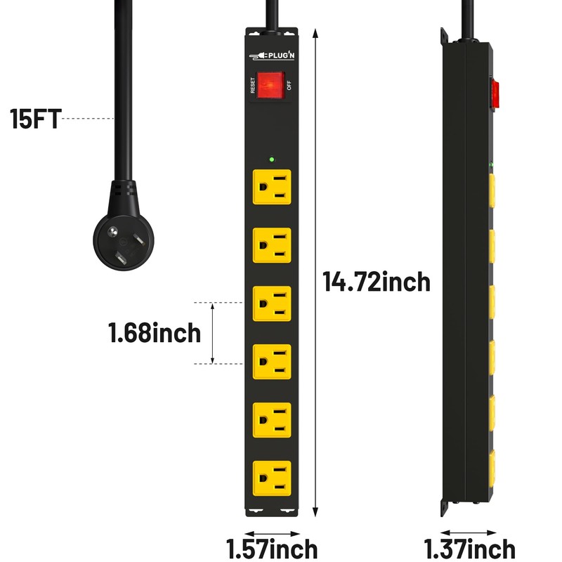 Power Strip 2700J Surge Protector, Heavy Duty Power Strips with