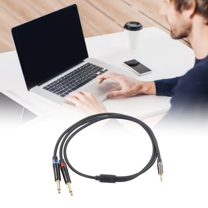 3.5mm 1/8 Inch Male to Dual 6.35mm 1/4 Inch TS