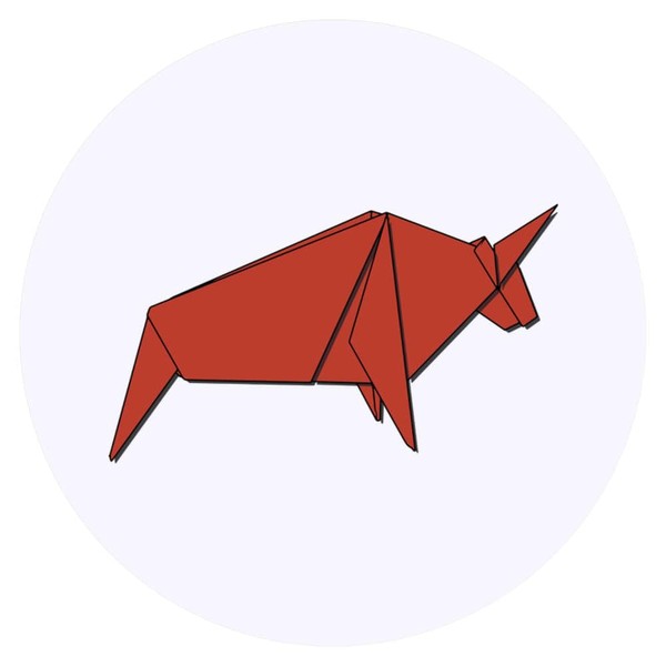 24 x 40mm Round 'Origami Bull' Stickers (SK00069178)