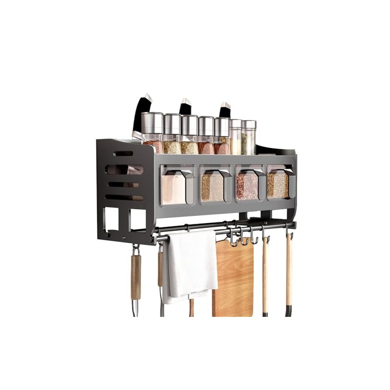 Spice Rack with Spice Boxes, Kitchen Shelf Wall with Kitchen