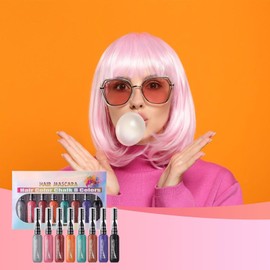 Temporary Hair Chalk Color Comb Set - Mascara Dye Set for Women - Temporary Hair Color Dye 8 Color, Mascara Hair Chalk Set for Birthday Cosplay, Hair Highlighting Set