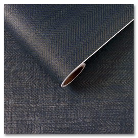 CRE8TIVE Metallic Denim Blue Gold Grasscloth Peel and Stick Wallpaper Removable Herringbone Faux Grasscloth Wallpaper Textured Self Adhesive Fabric Contact Paper Vinyl for Bedroom Bathroom 12"x354"