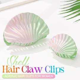 CAKURE Shell Claw Clips Acrylic Blue Hair Clips Cute Hair Claw Clip Mermaid Hair Accessories for Women and Girls (d-Green set)