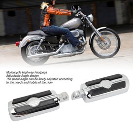 1 Pair of Motorcycle Highway Pegs, Angled Adjustable Foot Pedal, Engine Protection Crash Bar, Highway Footrests, Metal Rubber Pedal Padding, Footrests, Suitable for 10 mm Mounting Screws Motorcycles