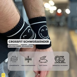 HappyTraining Crossfit Wrist Wraps Sweatbands Compressive Wristbands Fabric Wraps for Crossfit Gym Paddle Tennis Running Improves Grip and Comfort One Size Unisex