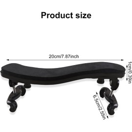 Black Adjustable Height Violin Shoulder Pad, 1Pc Violin Shoulder Rest with Soft Foam Pad for 3/4-4/4 Size, Violin Shoulder Rest with Collapsible and Height Adjustable Feet