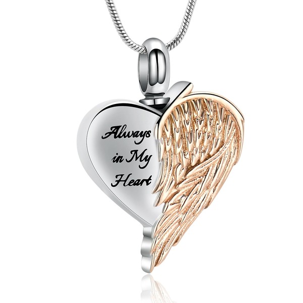 XSMZB Angel Wings Urn Necklaces for Ashes for Women Heart