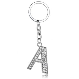 BESPMOSP A-Z Letter Keychain Keyring Crystal Shiny Family Best Friend Jewellery (A)