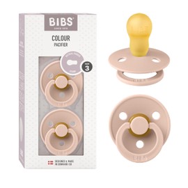 BIBS Pacifiers Natural Rubber Baby Pacifier, Set of 2 BPA-Free Soothers, Made in Denmark, Blush, Size 18-36 Months