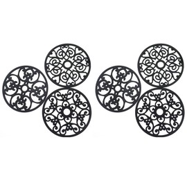 Trivet Mat Silicone Round Hollow Floral Pot Mat Heat Resistant Non-Slip Kitchen Table Pad Home Dining Countertop Decoration for Hot Dishes Pots Pans Teapot (6)